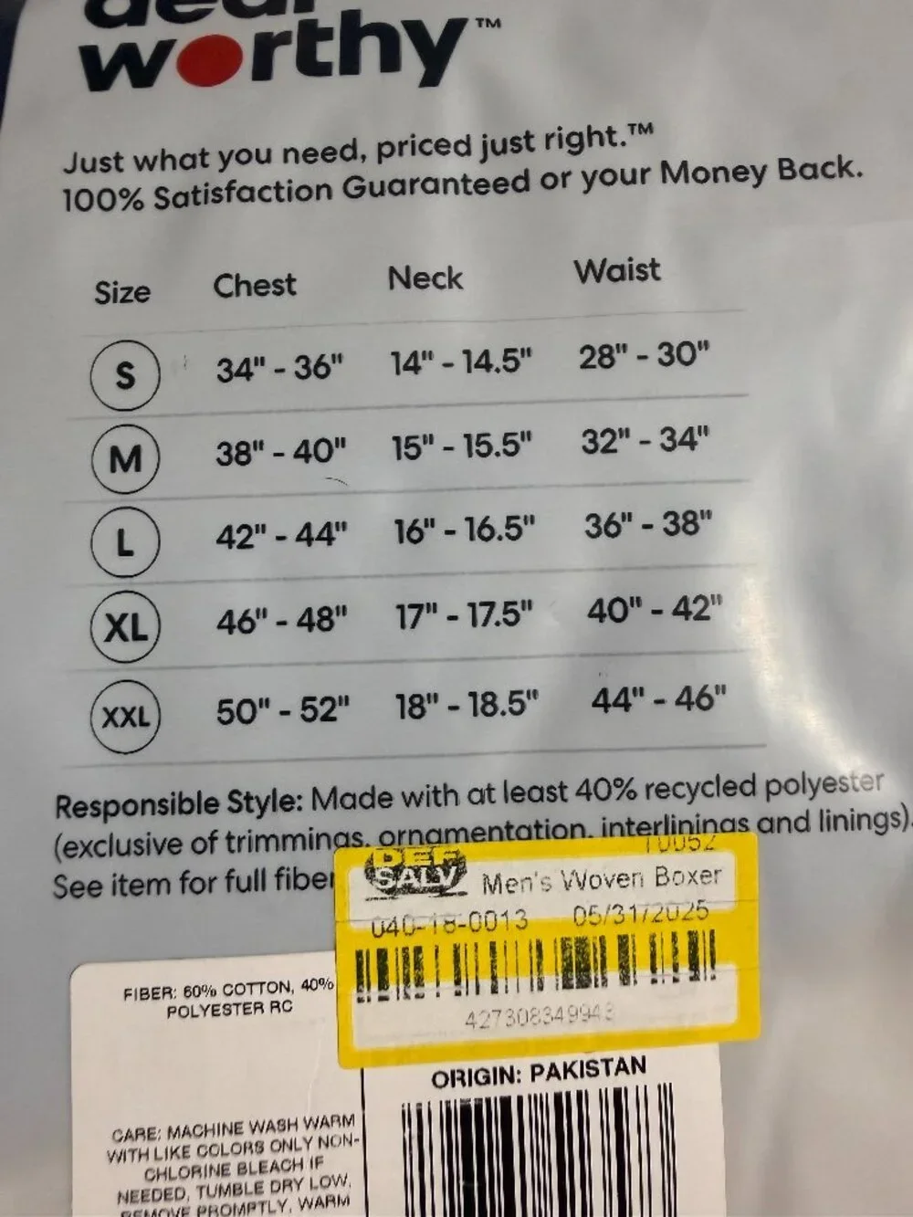 Deal Worthy Men's Woven Boxers Comfort Waistband 3-Pack Large 36-38